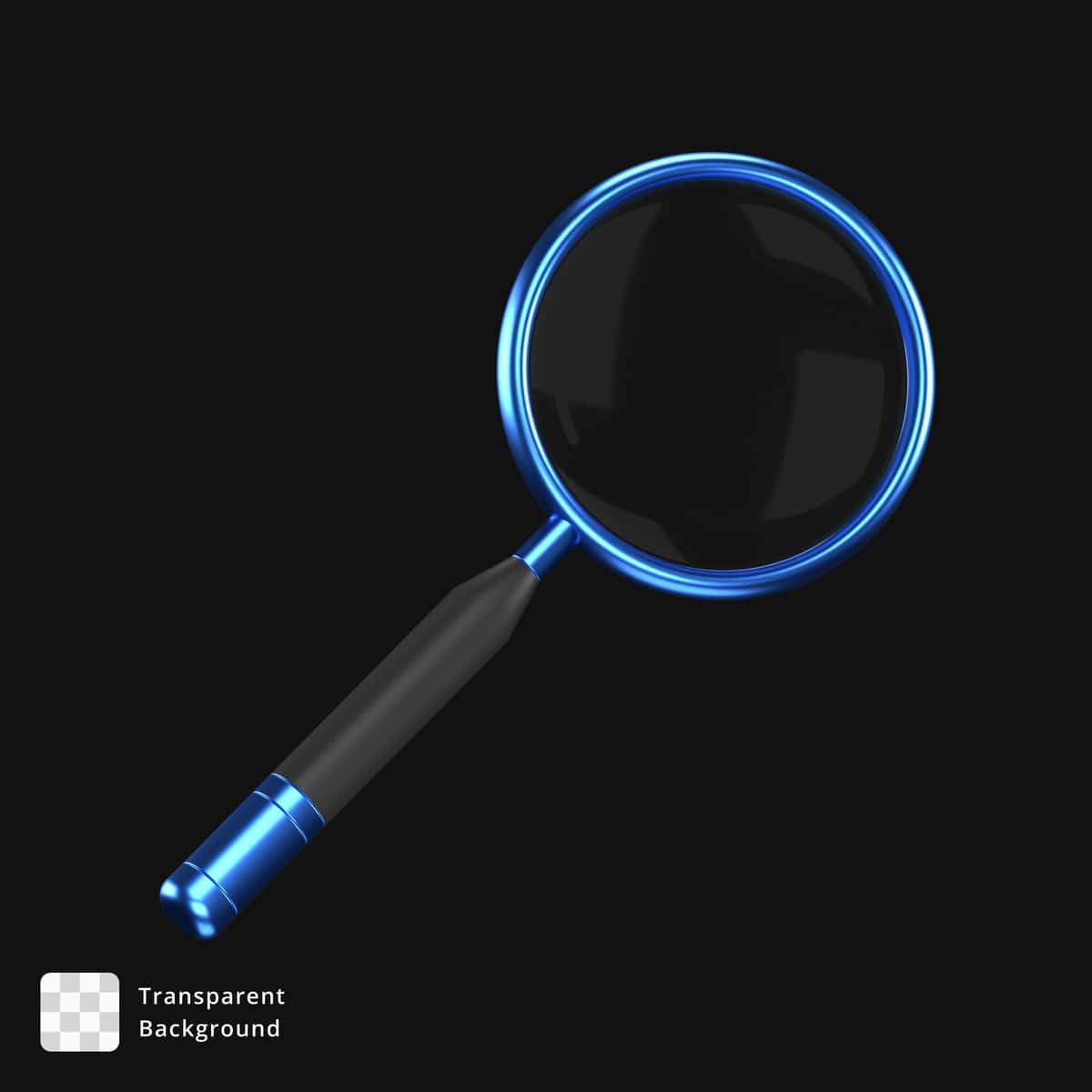 Shaffof fonli ko'k qora lupa | Magnifying glass blue black with transparent background 1