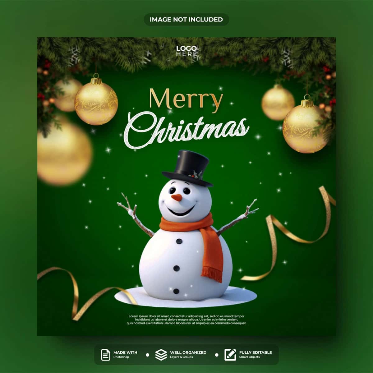 Rojdestvo ijtimoiy media post shablonlari dizayni | Merry christmas social media post template design 1