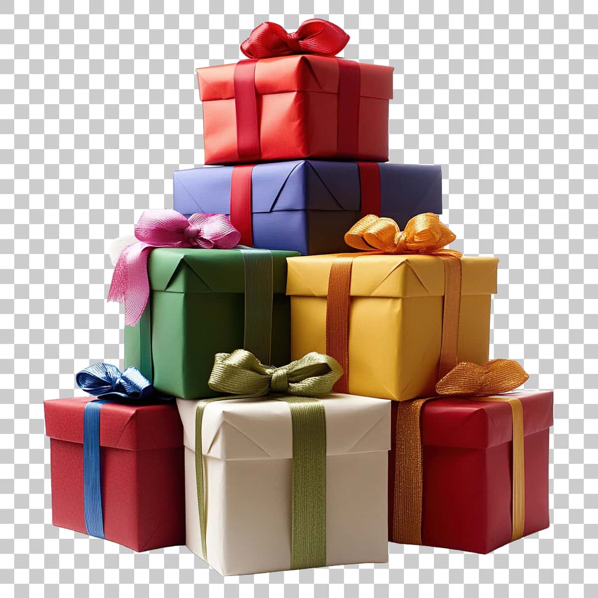 Ustiga lentalar bilan rangli qutilarni to'plang | Stack colorful boxes with ribbons top 1