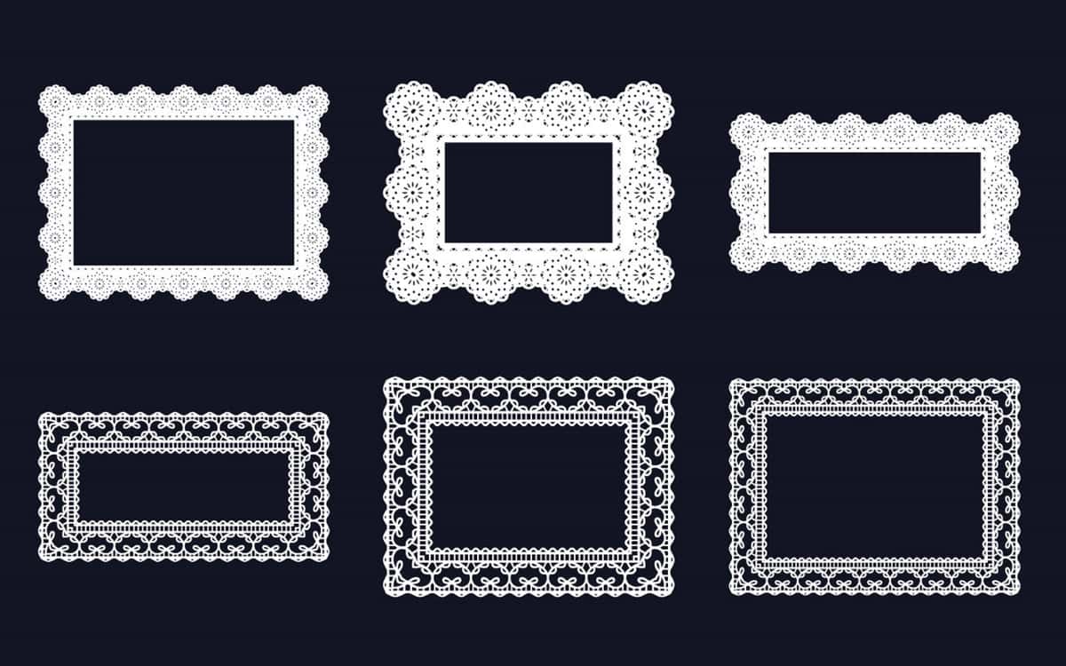To'plam oq kumush ramkalar oq dantelli chegara | Collection white silver frames white lace border 1