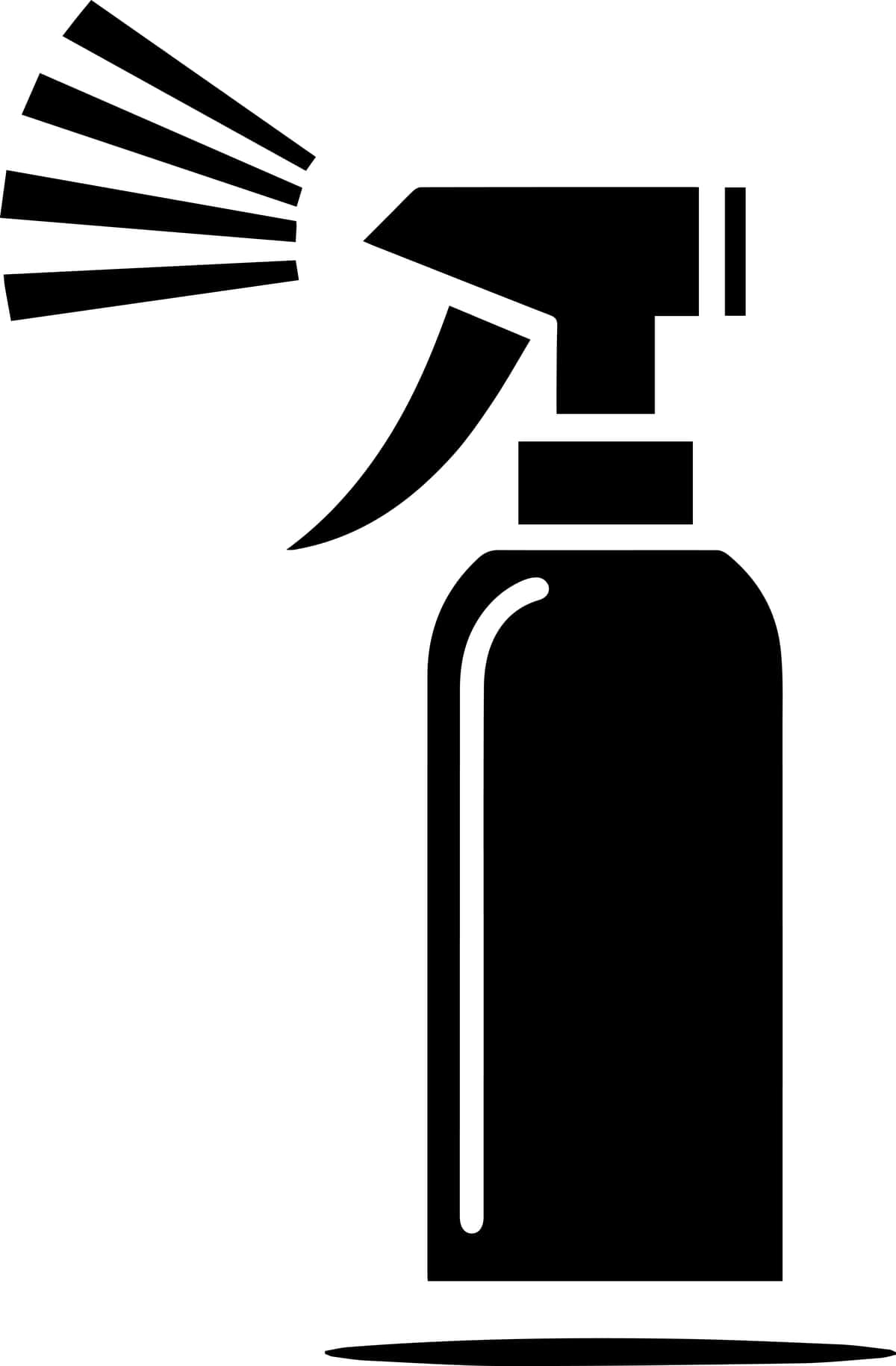 Minimal buzadigan amallar shishasi belgisi vektor silueti oq fon bilan to'ldiriladi | Minimal spray bottle icon vector silhouette white background fill 1