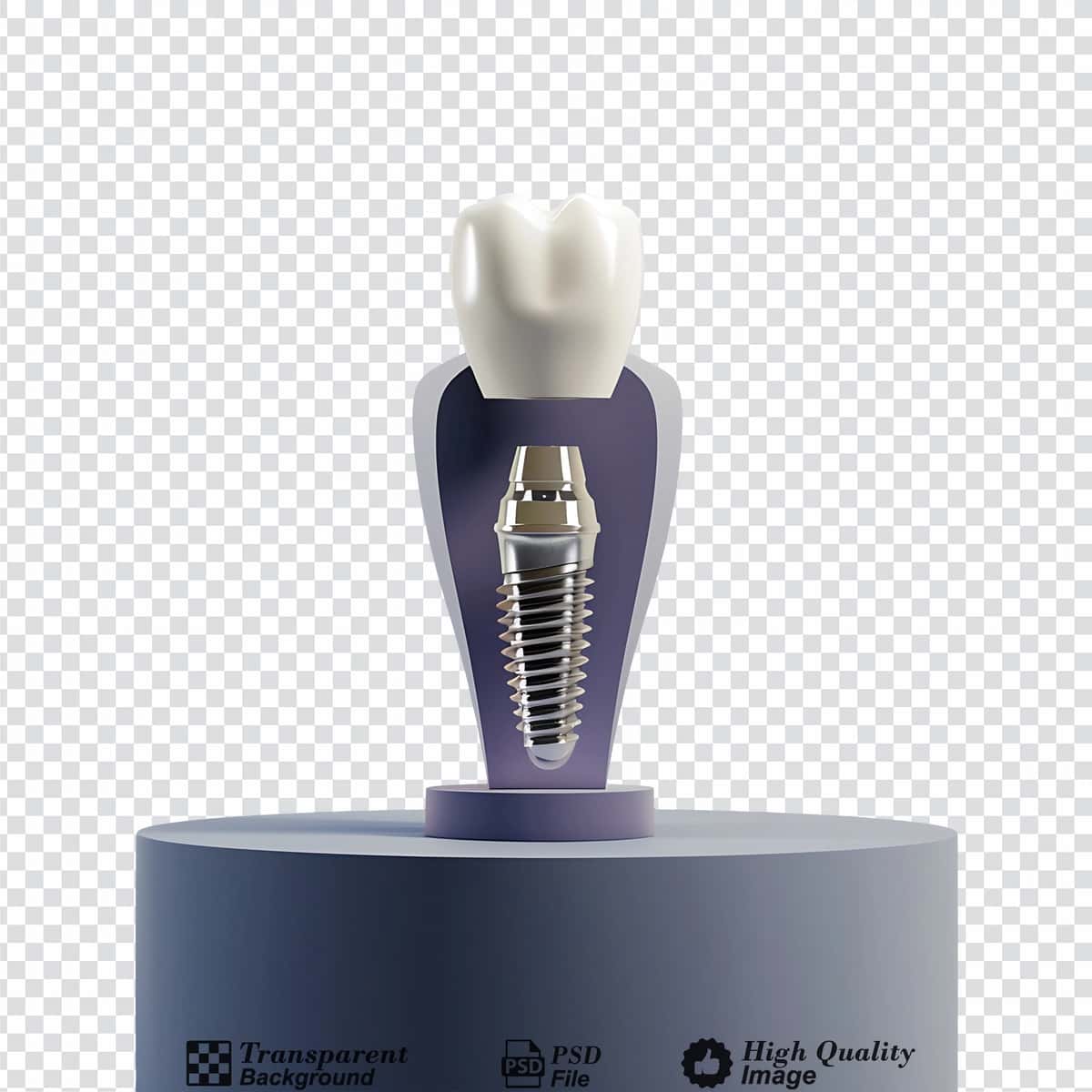 Mockup dental implant podium izolyatsiya qilingan shaffof fon | Mockup dental implant podium isolated transparent background 1