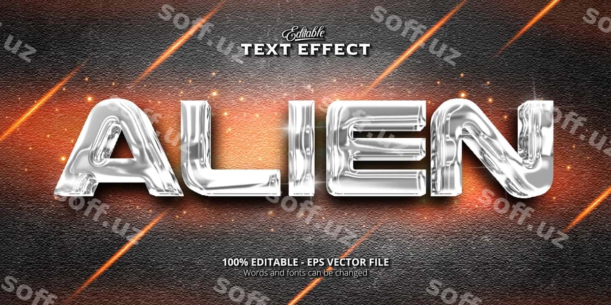 Tahrirlanadigan matn effekti begona matn | Editable text effect alien text 1