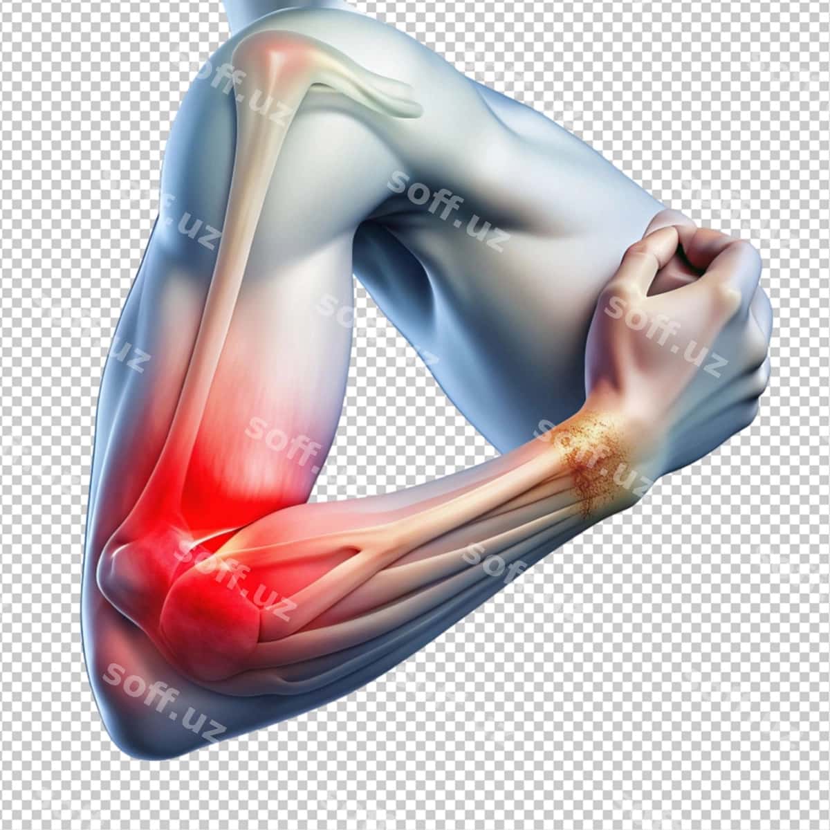 Bilek og'riq oq fonda | Elbow pain white background 1