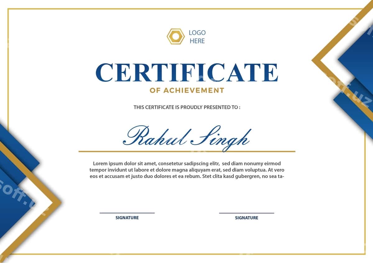 Elegant yutuq sertifikati | Elegant achievement certificate 1