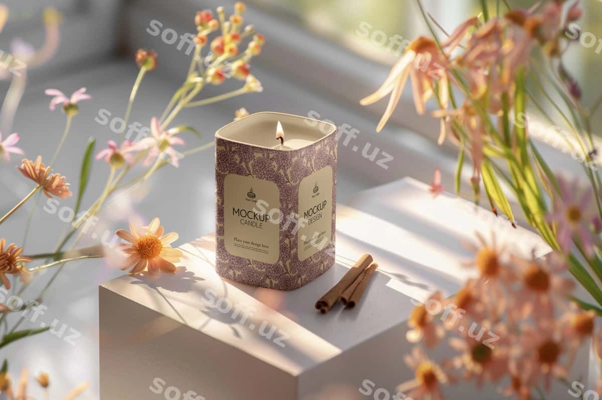 Elegant sham logo mockup | Elegant candle logo mockup 1