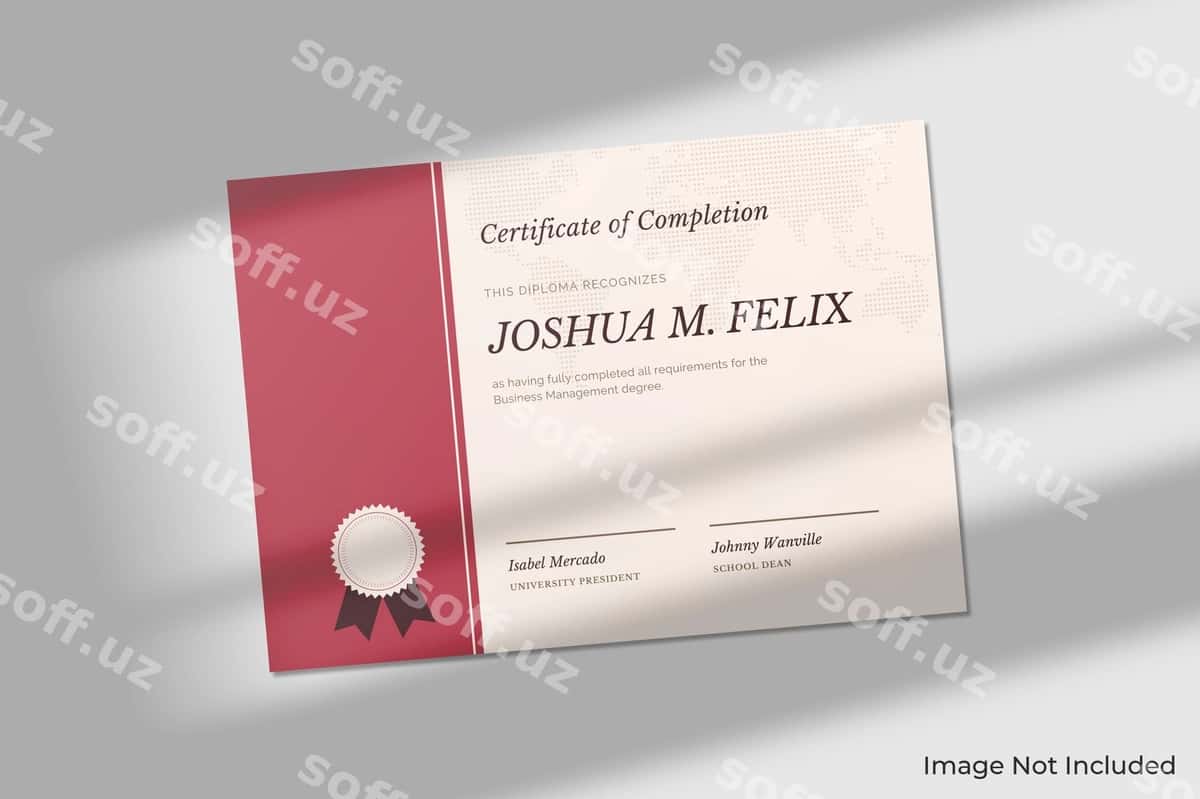 Chiroyli sertifikat namunasi soya bilan | Elegant certificate mockup with shadow 1