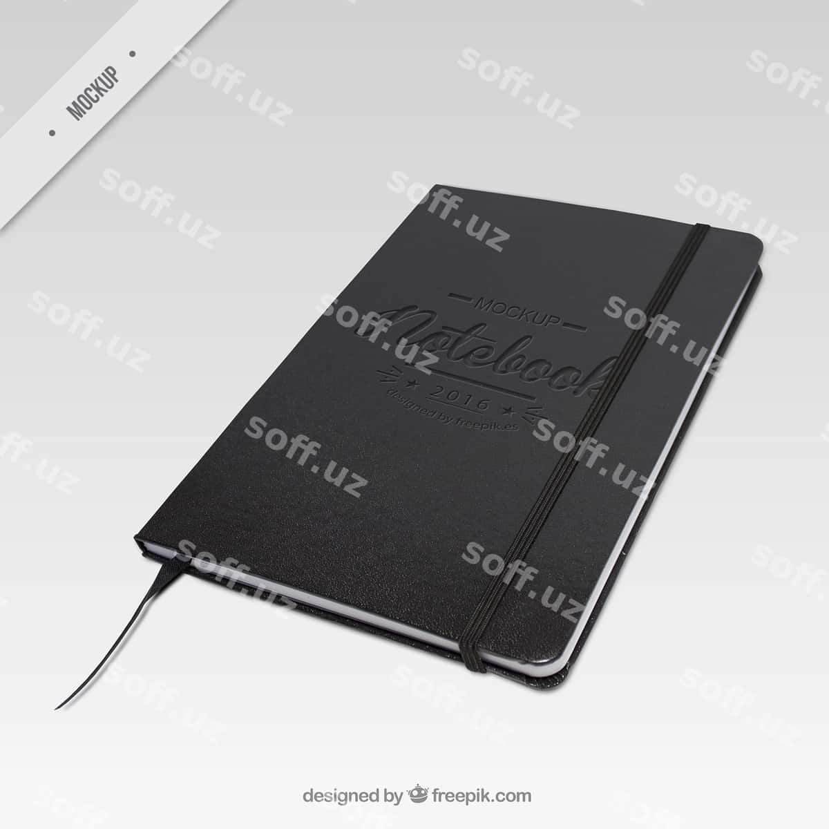 Elegant qora daftar namunasi | Elegant dark notebook mockup 1