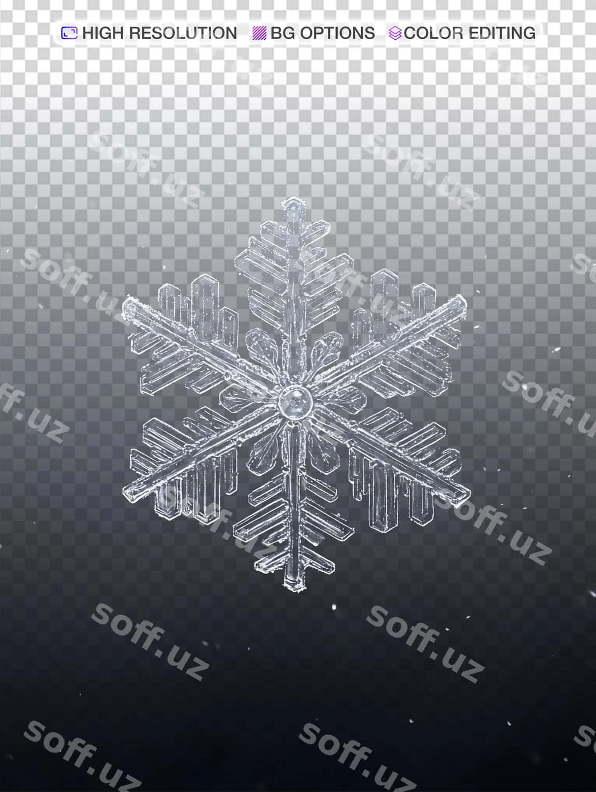 Elegant qor basketi qorong'iq minimal orqa fonda | Elegant snowflake dark minimal background 1