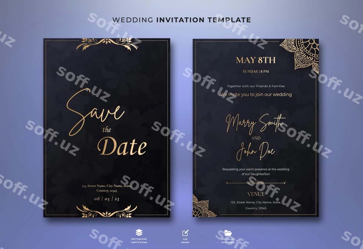 Elegant to'y plakati shablon | Elegant wedding poster template 1