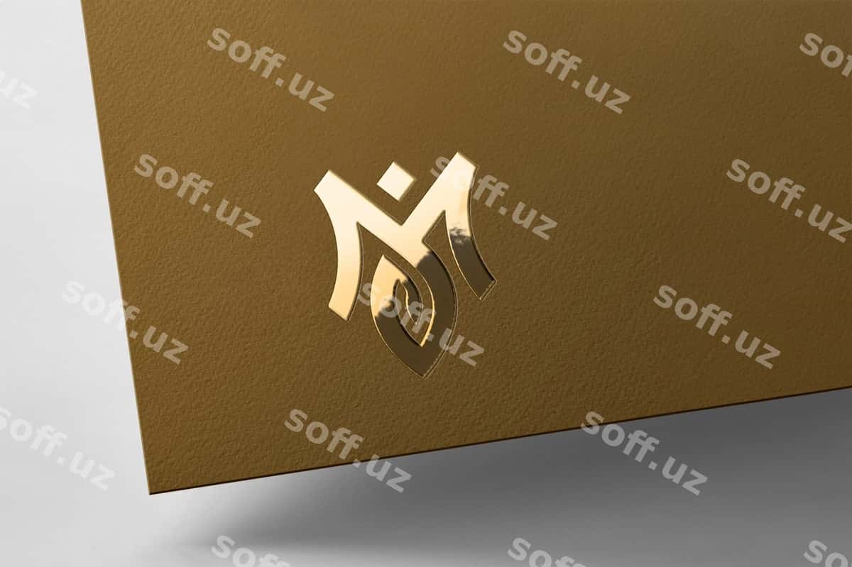 Oltin rangli naqshli logotip maketi | Embossed golden logo mockup 1