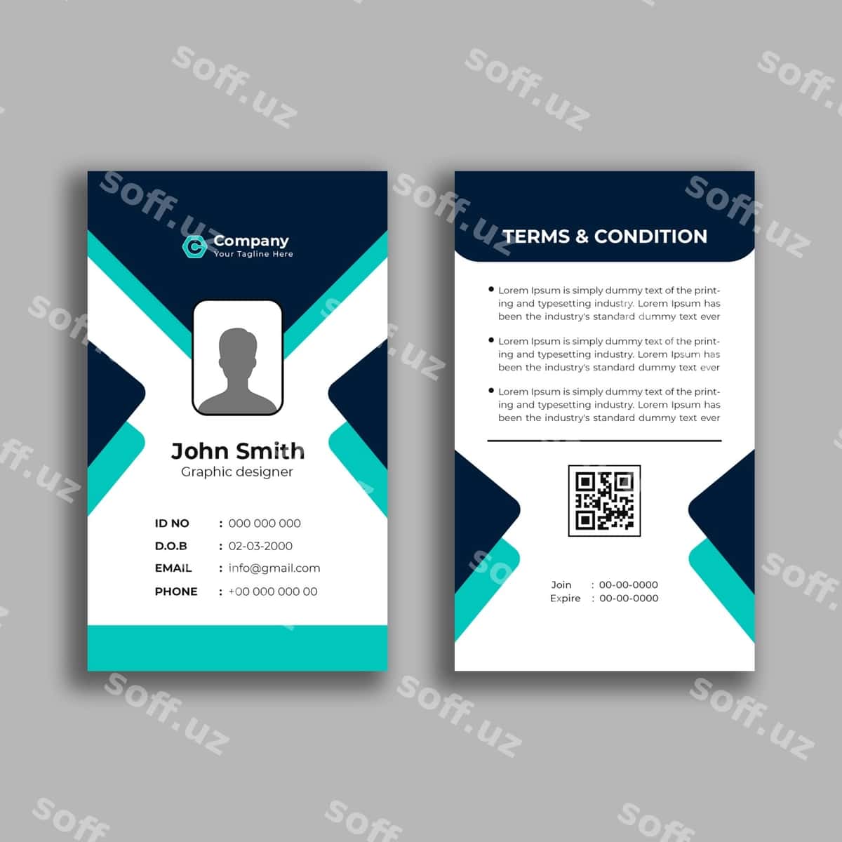 Xodimning shaxsiy guvohnomasi dizayni | Employee id card design 1