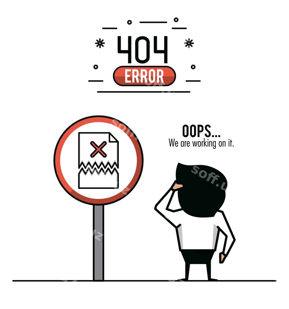 404-xato infografikasi oq fonda | Error 404 infographic white background 1