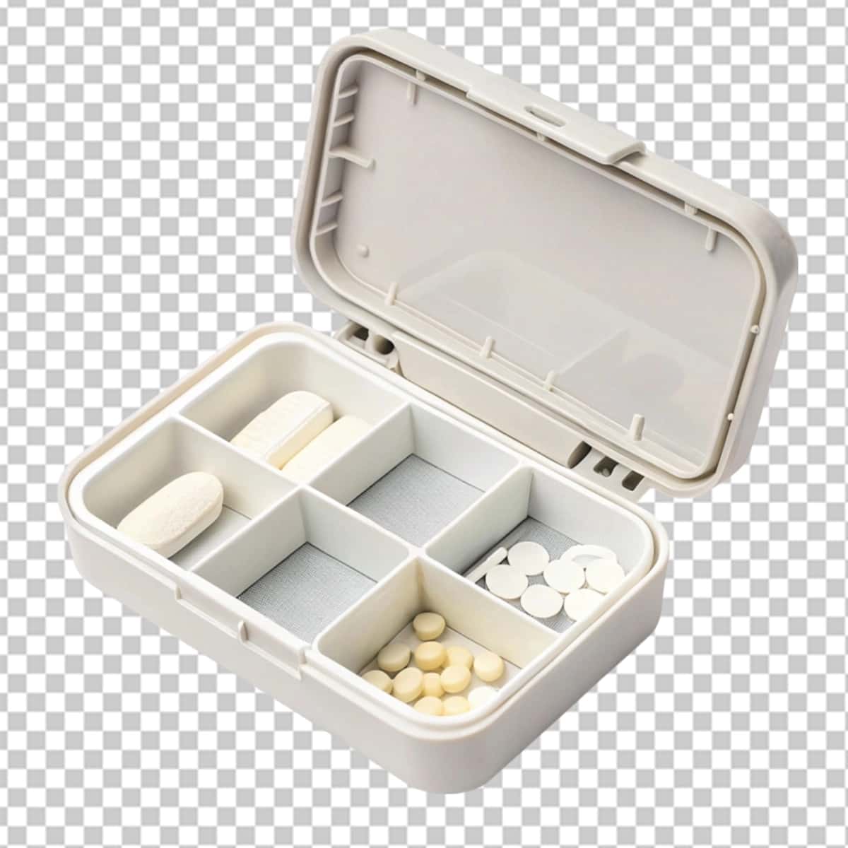 Natyurmort tabletkalari qutisi ajratilgan shaffof fon | Still life pill box isolated transparent background 1