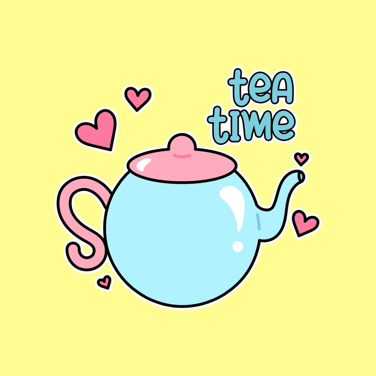 Choy soati matni yuraklari yozilgan choynak | Teapot with hearts text tea time 1