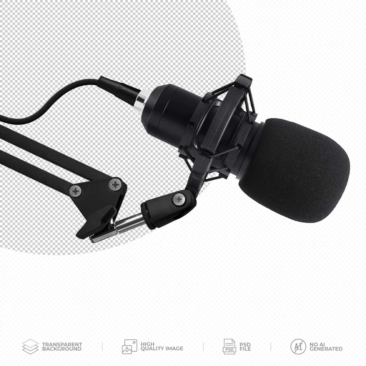 Shaffof old oyna filtri bilan professional studiya mikrofon | Professional studio microphone with windscreen filter transparent 1