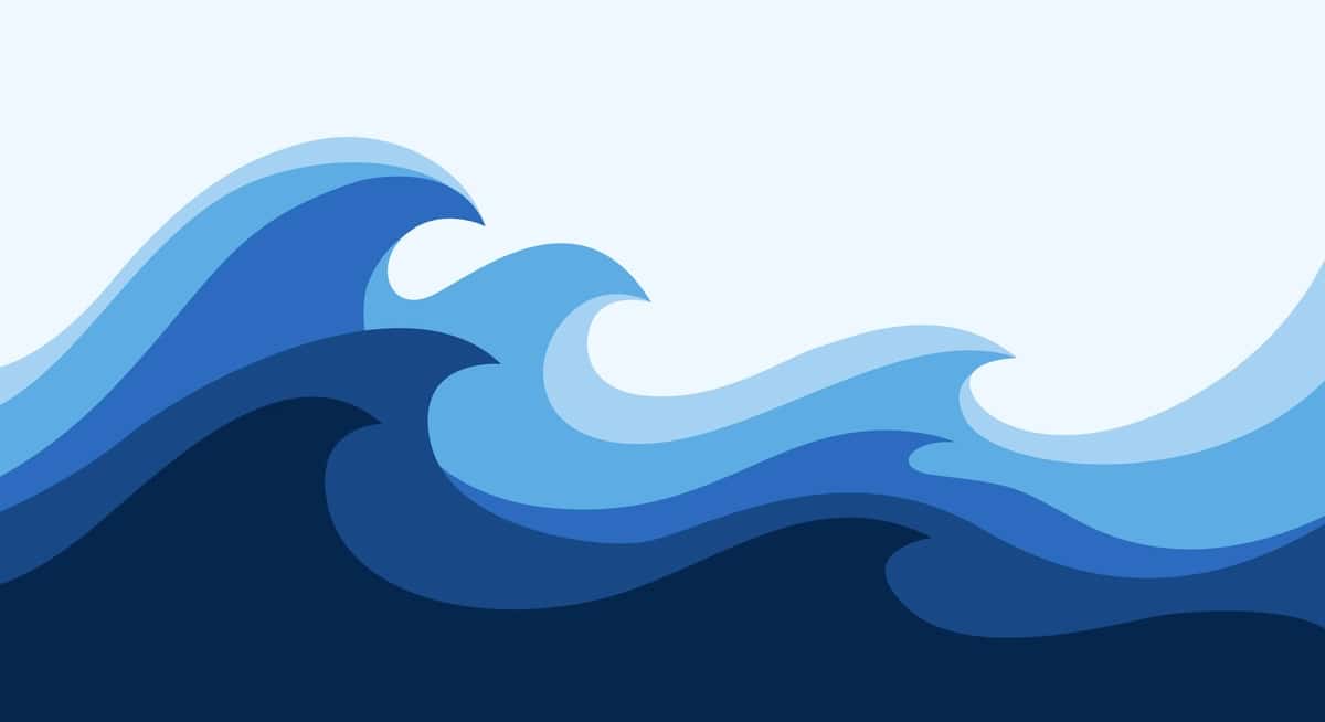 Mavhum moviy okean to'lqinlari tasviri oq fon | Abstract blue ocean waves illustration white background 1