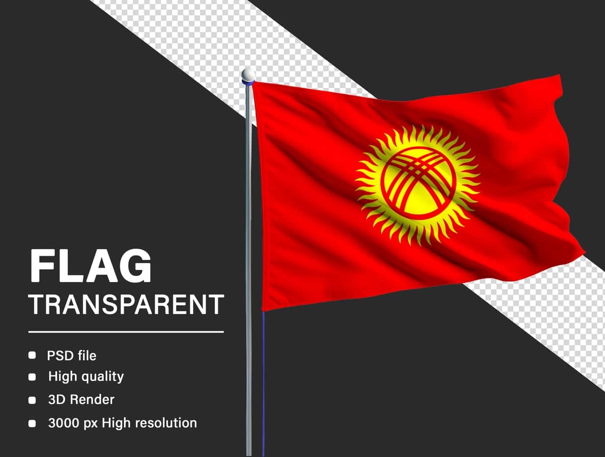 3D Qirg'iziston bayrog'i izolyatsiya qilingan shaffof fon | 3d kyrgyzstan flag isolated transparent background 1