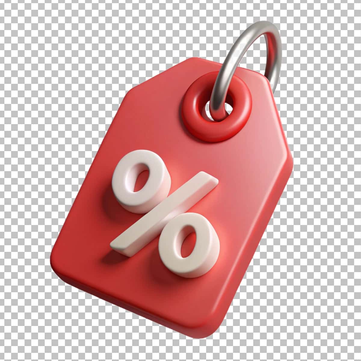 3D render foiz belgisi bilan qizil chegirma yorlig'i | Red discount tag with percentage sign 3d render 1