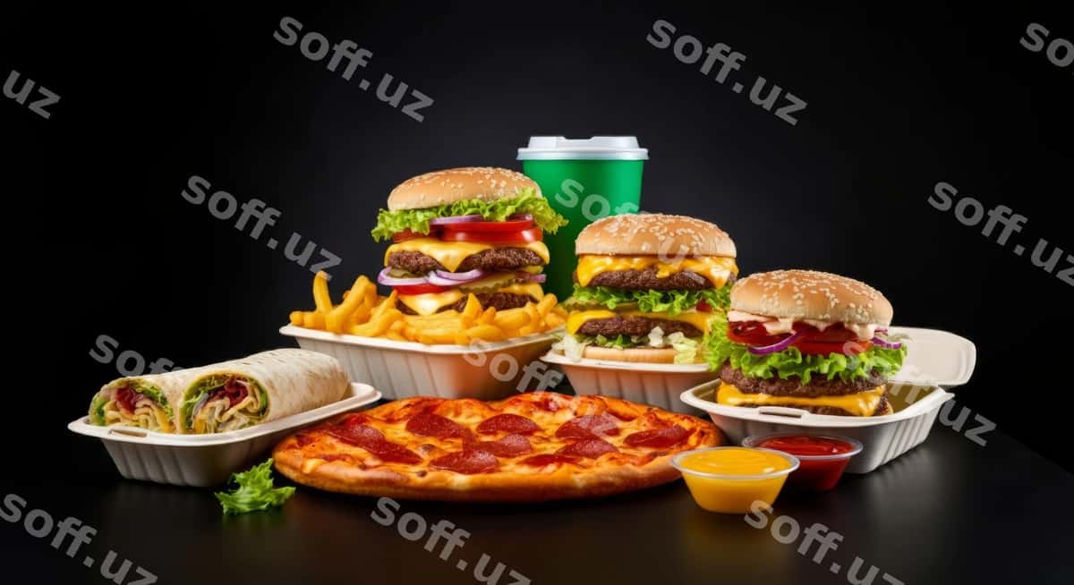 Tez ovqat mahsulot orqa fonda | Fast food item background 1