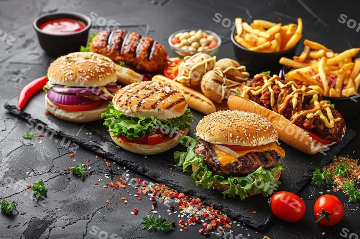 Fast-food uch qirra broshyura | Fast food trifold brochure 1