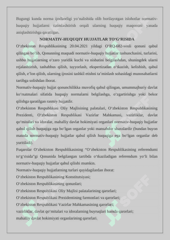 Normativ huquqiy hujjat huquq manbasi 24 5