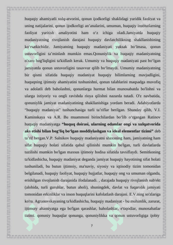 Huquqiy madaniyat - umumiy madaniyatning tarkibiy qismlari 7
