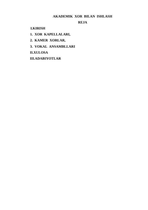 AKADEMIK  XOR  BILAN  ISHLASH