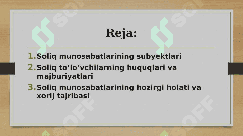 Soliq munosabatlarining subyektlari ularning huquqlari va majburiyatlari 2