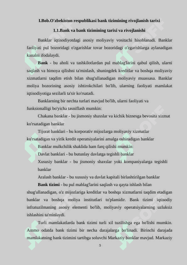 O'zbekiston respublikasi bank tizimi va boshqa kredit muassasalari 5