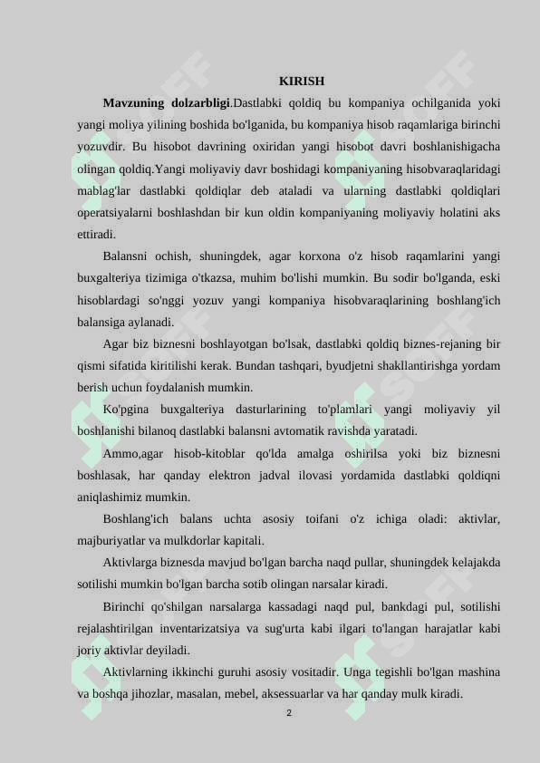 Boshlang‘ich qoldiqlarni kiritish 2