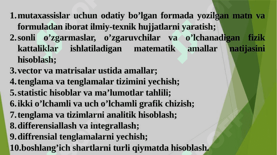 MathCad tizimida ishlash texnologiyalari. Elektr energetikasiga oid masalalarni taxlil usullarini tizimlarda amalga oshirish 3