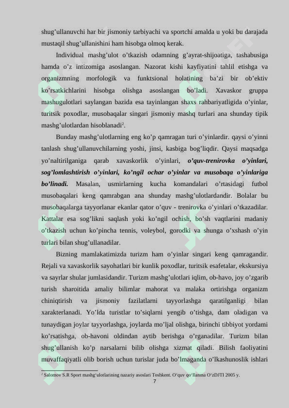 BOLALAR VA O‘SMIRLARDA SPORT MASHG‘ULOTLARINING TASHKIL ASOSLARI 7