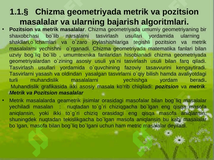 JIPSLASHTIRISH USTMA-UST QO'YISH USULIDA POZITSION VA METRIK MASALALAR YECHISH 3