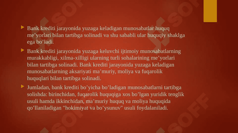 Bank sohasini huquqiy tartibga solish 4