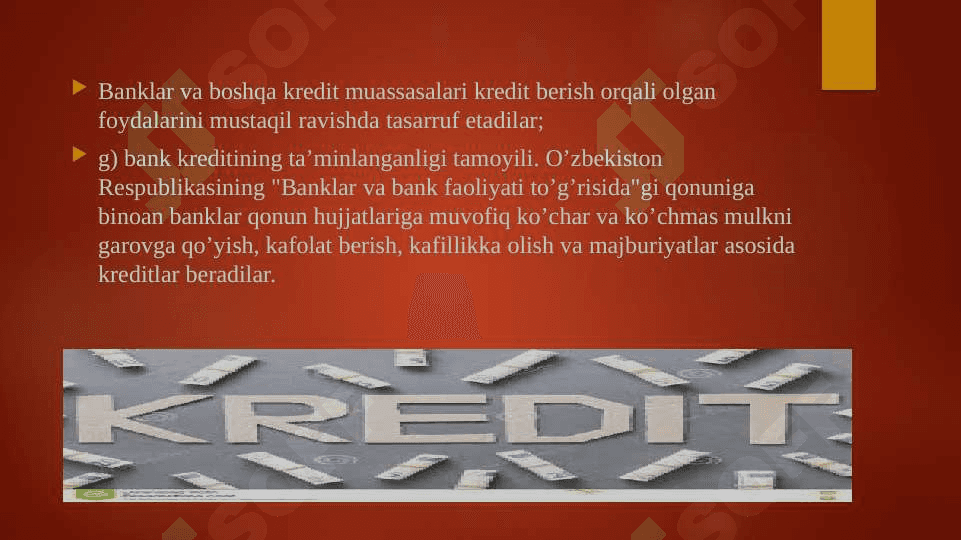 Bank sohasini huquqiy tartibga solish 6