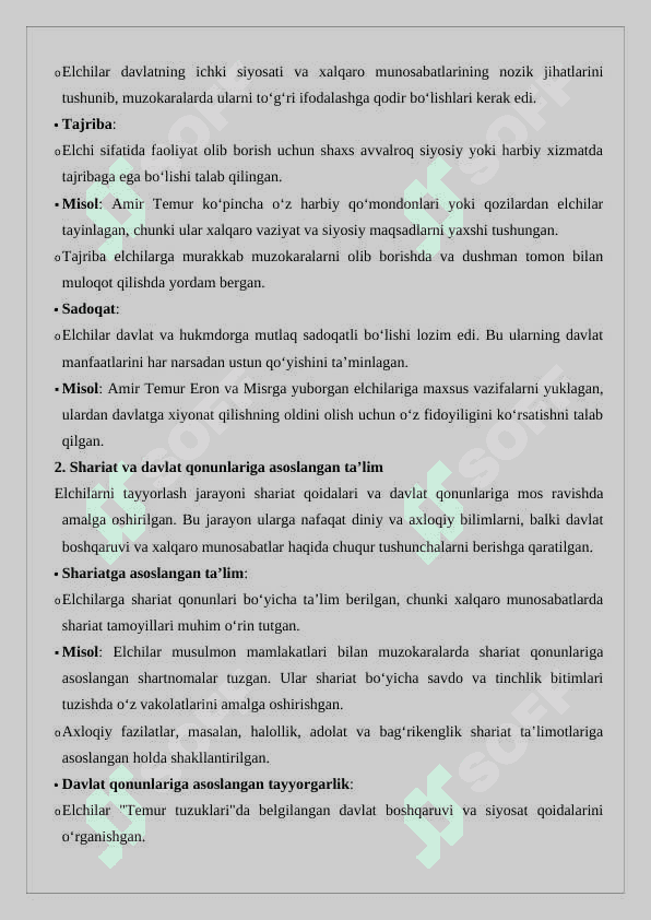 Temuriylar davlatida elchilarni tayyorlash. 4