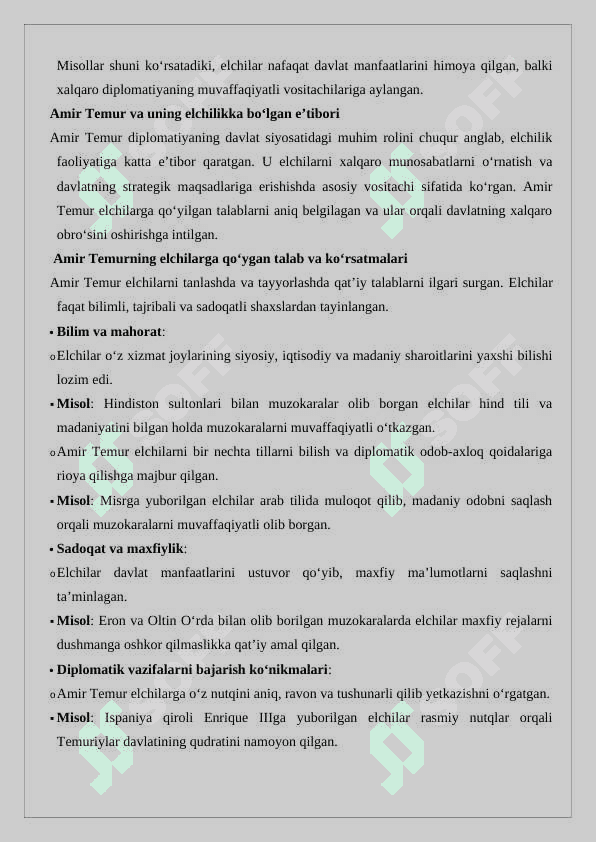 Temuriylar davlatida elchilarni tayyorlash. 8