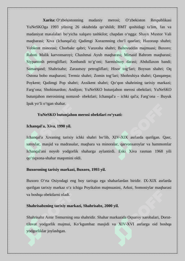 O'ZBEKISTON VA YUNESKO MUNOSABATLARI 8