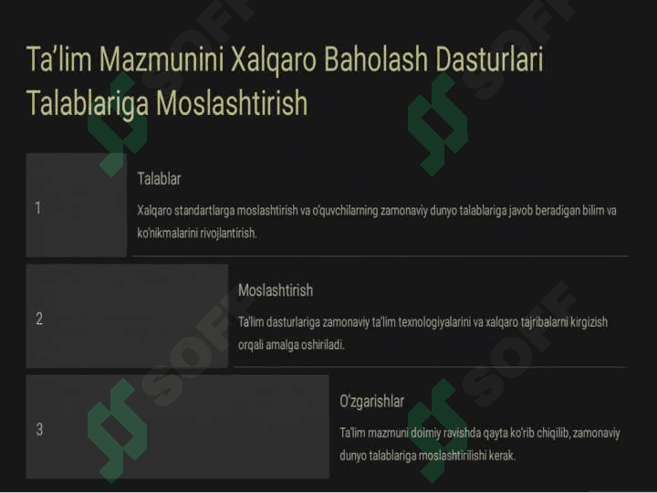 Xalqaro baholash dasturlari talablari asosida  ta’limning shakl, metod va vositalari  yordamida o‘quvchilar kompetentsiyalarini shakllantirish. 4