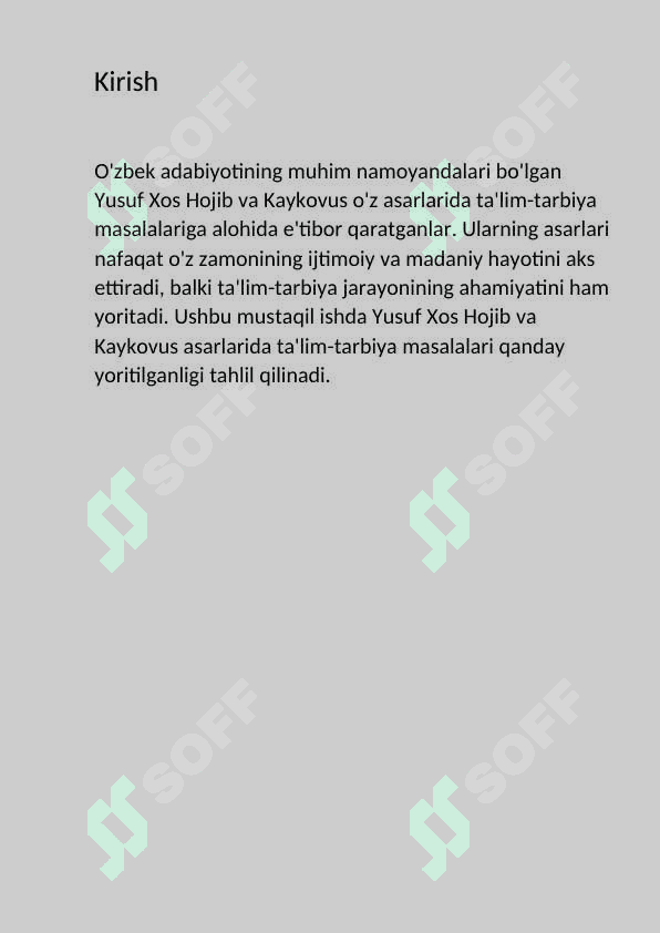 “Yusuf Xos Xojib va Kaykovus asarlarida ta’lim-tarbiya masalalarining yoritilishi  ” 3