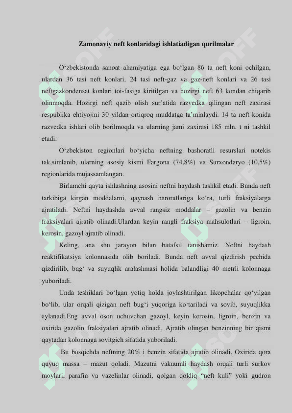 Zamonaviy neft konlaridagi ishlatiladigan qurilmalarning gaz bosimi qiymatlari 5