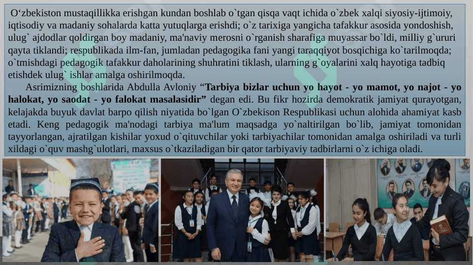 Tarbiya jarayonining mohiyati, mazmuni, tarbiya tamoyillari. 2