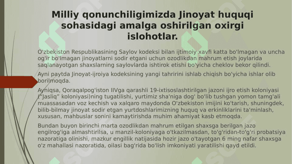 Jinoyat huquqi faniga kirish. Jinoyat qonuni 7