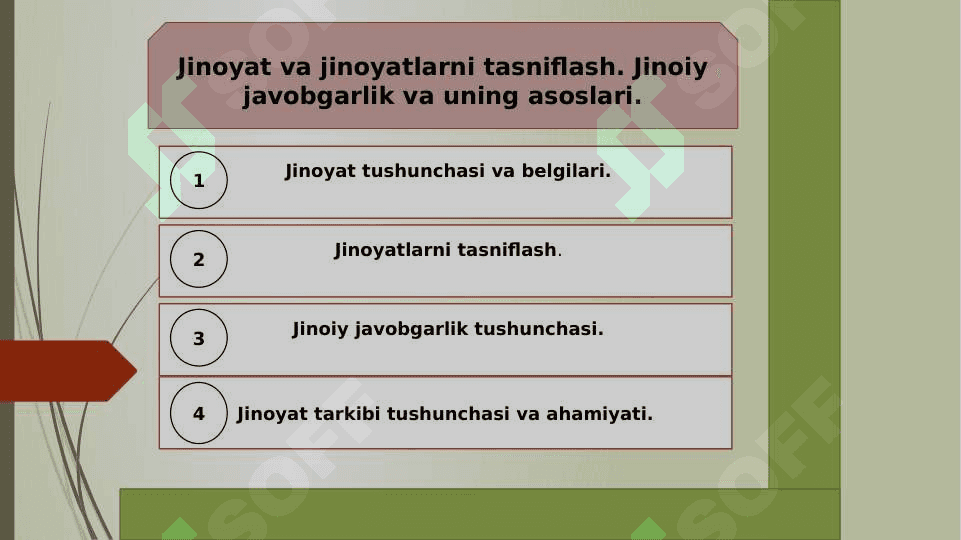 Jinoyat huquqi faniga kirish. Jinoyat qonuni 8