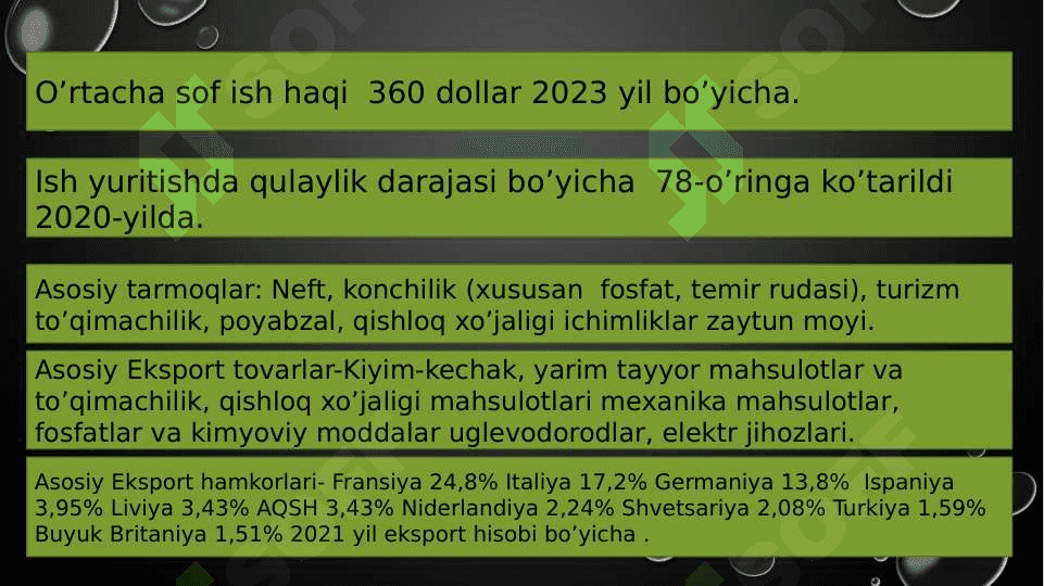 TUNIS mamlakati bojxona siyosati tahlili. 7