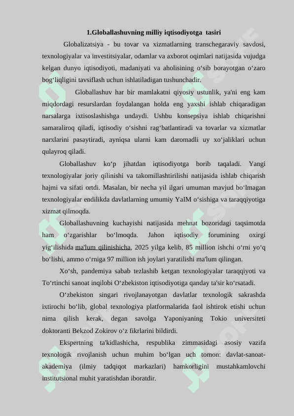GLOBALLASHUVNING MILLIY RIVOJLANISH VA MILLATLARARO MUNOSABATLARGA TASIRI 2