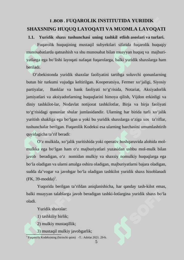 YURIDIK  SHAXSNING HUQUQ LAYOQATI VA MUOMLA LAYOQATI 5