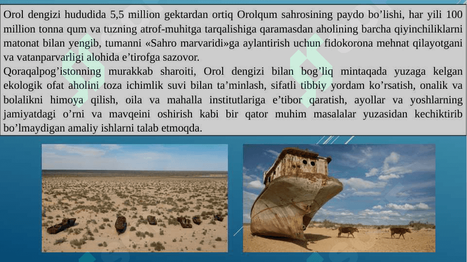 Qoraqalpog‘iston Respublikasida ekologik ahvol. 7