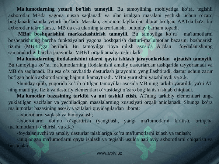 Ma'lumotlar bazalari bilan ishlash texnologiyalari 7